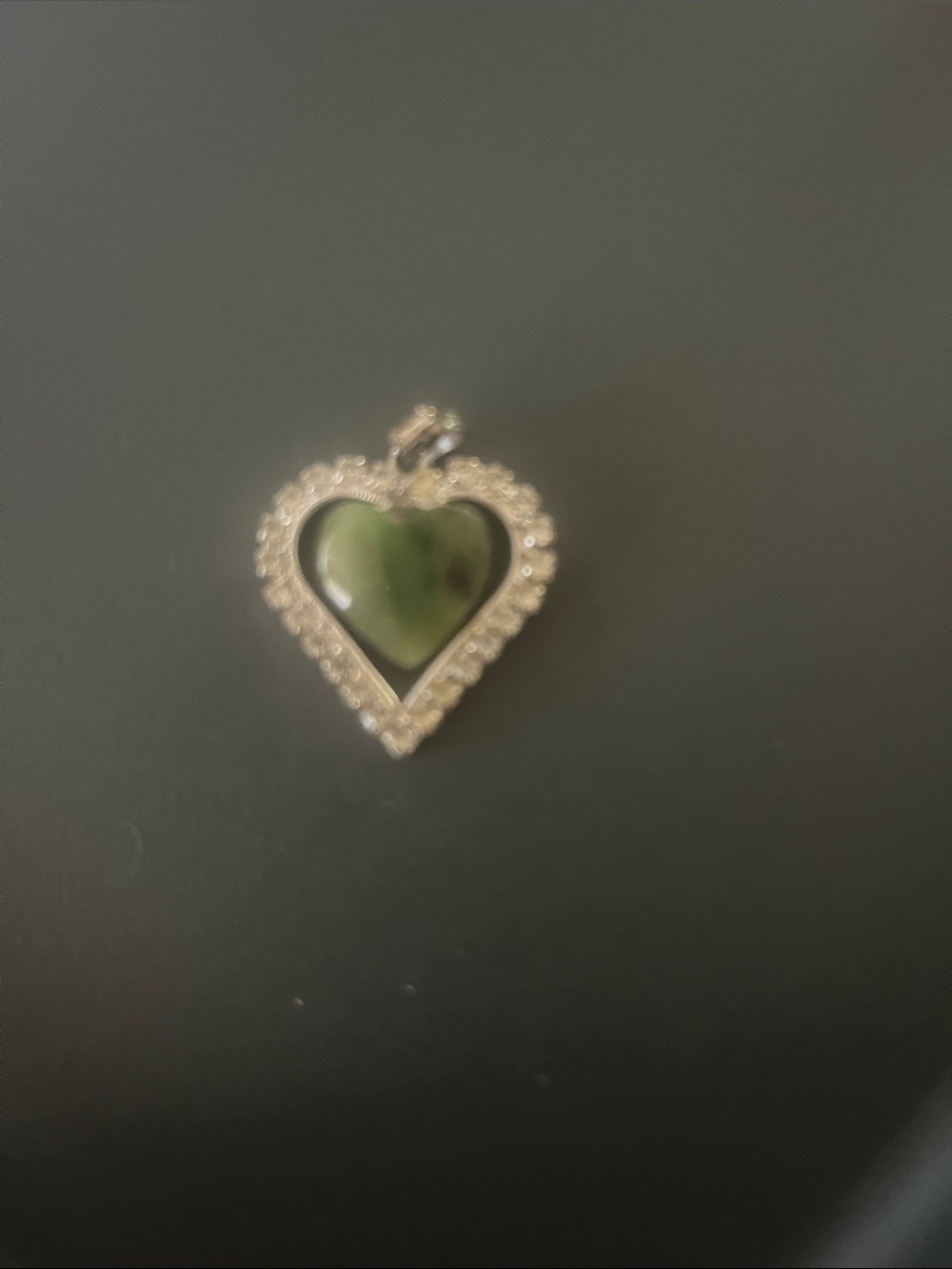 Heart-Shaped Jade and CZ Pendant